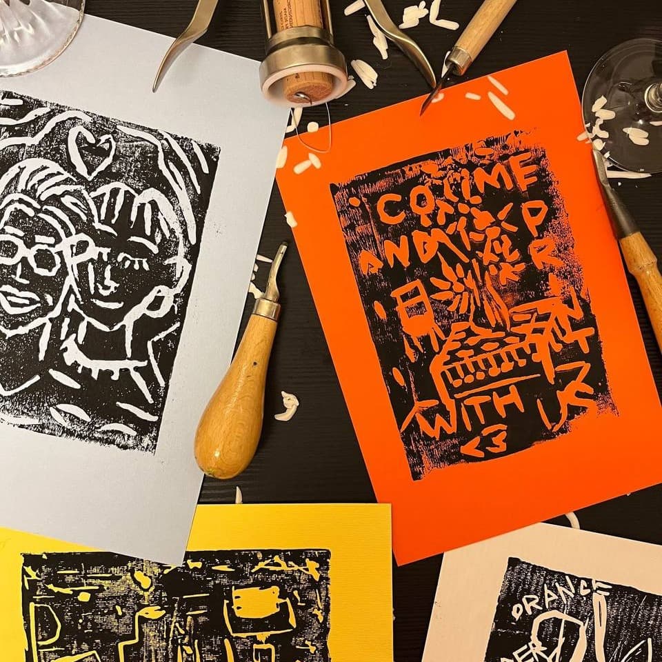 Linol Druck Card Bild